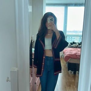 NWT GUCCI bat sleeve oversized striped cardigan with gold buttons